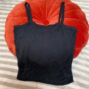 Black Vintage 90s Ribbed Thick Strap Tank Top